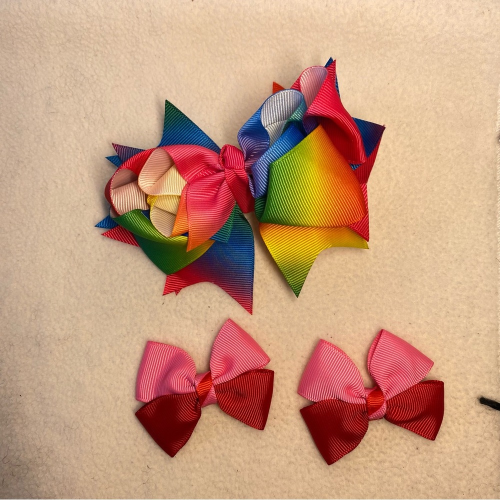 DISNEY INSPIRED 🎀 HAND-CRAFTED GROSGRAIN HEADBOW RIBBON with TWO HAIR CLIPS